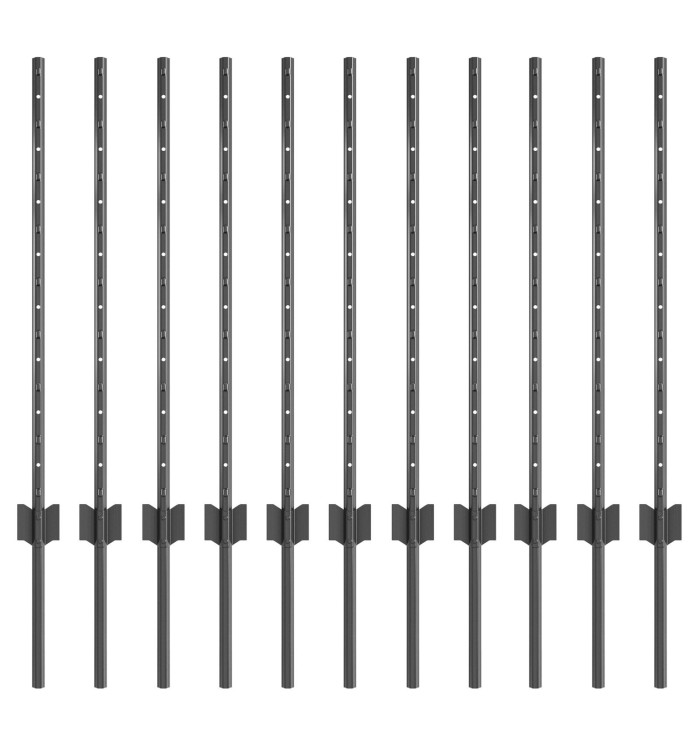 Poteaux de clôture 11 pcs U-Channel Gris 80 cm Acier | Mobilier & Déco