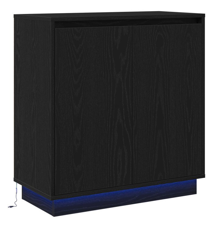 Buffet avec LED, Noir, Chêne, 71x34,5x75 cm, en bois d'ingénierie | Mobilier & Déco