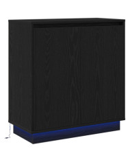 Buffet avec LED, Noir, Chêne, 71x34,5x75 cm, en bois d'ingénierie | Mobilier & Déco