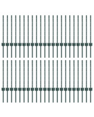 Poteaux de clôture 44 pcs U-Channel Vert 100 cm Acier | Mobilier & Déco