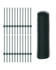 Poteaux de Clôture 11 pcs U-Channel Vert 60 cm Acier, Clôture Hexagonale Verte 0.5x50 m Acier | Mobilier & Déco