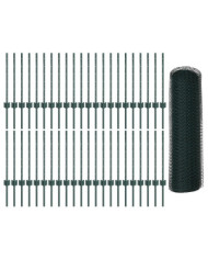 Poteaux de clôture 11 pcs U-Channel Vert 60 cm Acier, Clôture hexagonale Verte 0.6x100 m Acier | Mobilier & Déco