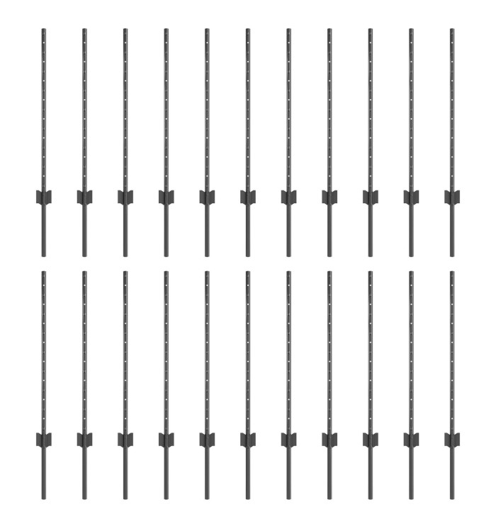 Poteaux de clôture 22 pcs U-Channel gris 120 cm en acier | Mobilier & Déco