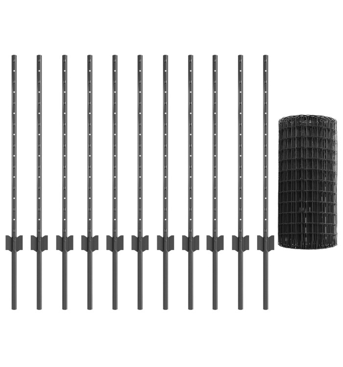 Set de clôture de jardin 2 pièces Gris Acier enduit de poudre | Mobilier & Déco