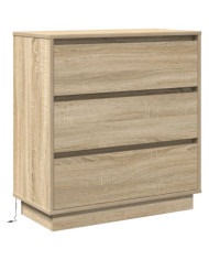 Table de chevet avec LED en chêne Sonoma 71x34,5x75 cm en bois aggloméré | Mobilier & Déco