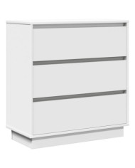 Table de chevet avec LED Blanc 71x34,5x75 cm en bois d'ingénierie | Mobilier & Déco