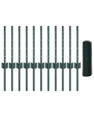Poteaux de clôture 11 pcs U-Channel Vert 40 cm Acier, Clôture hexagonale Verte 0,4x25 m Acier | Mobilier & Déco