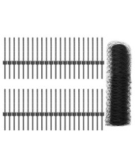 pieux de clôture 11 pcs U-Channel Gris 40 cm Acier, Clôture hexagonale Grise 0,4x100 m Acier | Mobilier & Déco