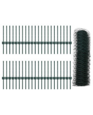 Poteaux de Clôture 11 pcs U-Channel Vert 40 cm Acier, Clôture Hexagonale Verte 0,4x100 m Acier | Mobilier & Déco