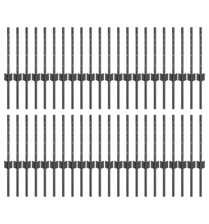Poteaux de clôture 44 pcs U-Channel gris 80 cm en acier | Mobilier & Déco