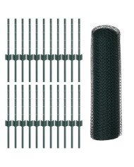 Poteaux de clôture 11 pcs U-Channel Vert 40 cm Acier, Clôture Hexagonale Verte 0.4x50 m Acier | Mobilier & Déco