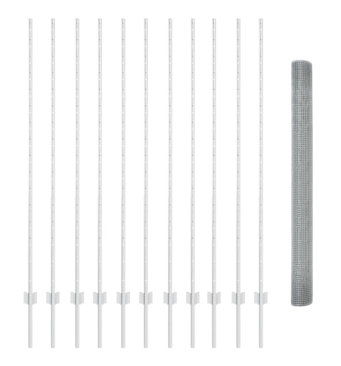 Clôture en fil soudé avec 22 poteaux U Argent 1.5x25 m Acier | Mobilier & Déco