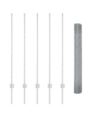 Clôture en Fil Soudé avec 10 Piques U Argent 1.2x10 m Acier | Mobilier & Déco