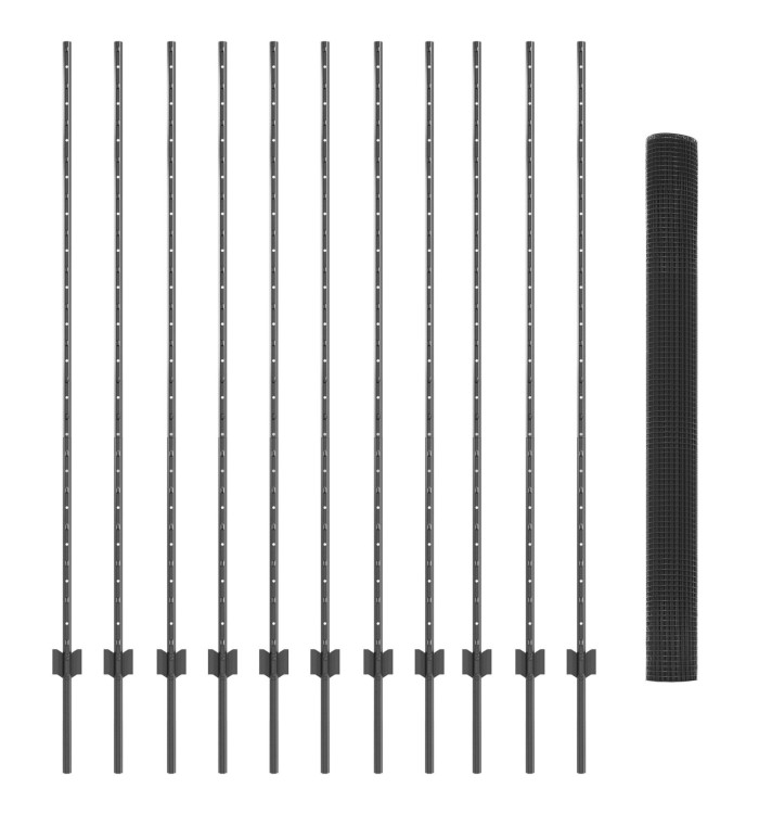 Clôture en fil soudé avec 22 poteaux U Gris 1,5x25 m Acier | Mobilier & Déco