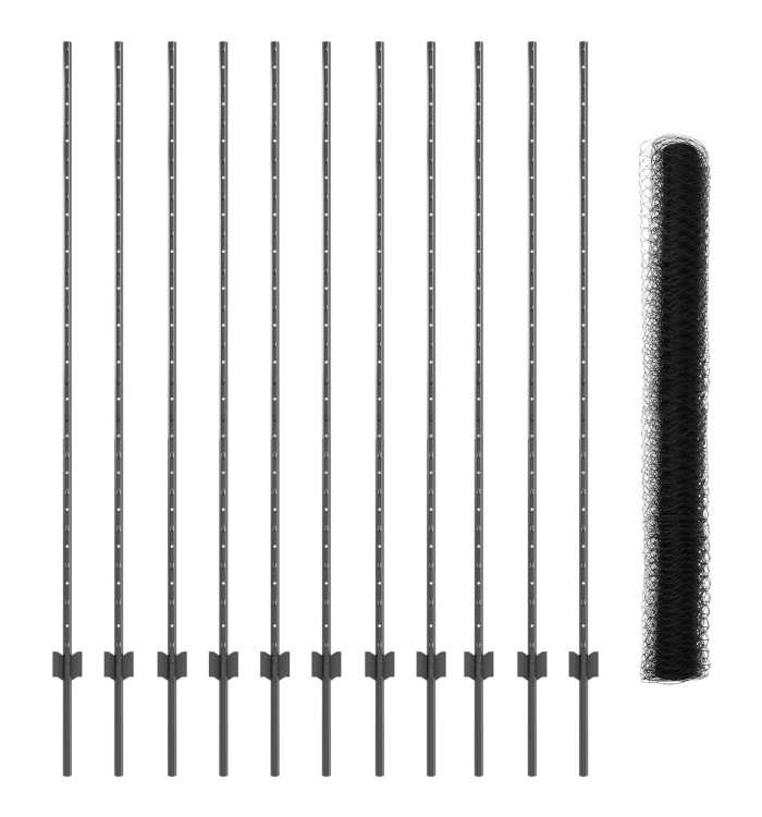 Set de clôture de jardin Pack de 2 Gris Métal 25 x 1.5 m | Mobilier & Déco