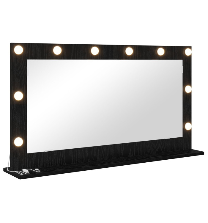 Miroir de coiffeuse avec lumières LED Chêne noir 100x55x18 cm | Mobilier & Déco