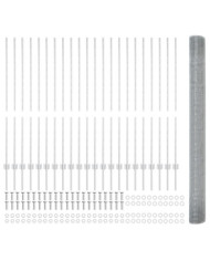 Clôture en fil soudé avec 44 poteaux en U argent 1.4x50 m acier | Mobilier & Déco