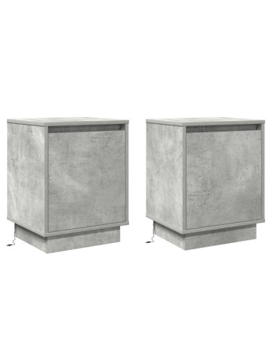 Tables de chevet avec lumières LED 2 pcs Gris béton 39x34,5x50 cm | Mobilier & Déco