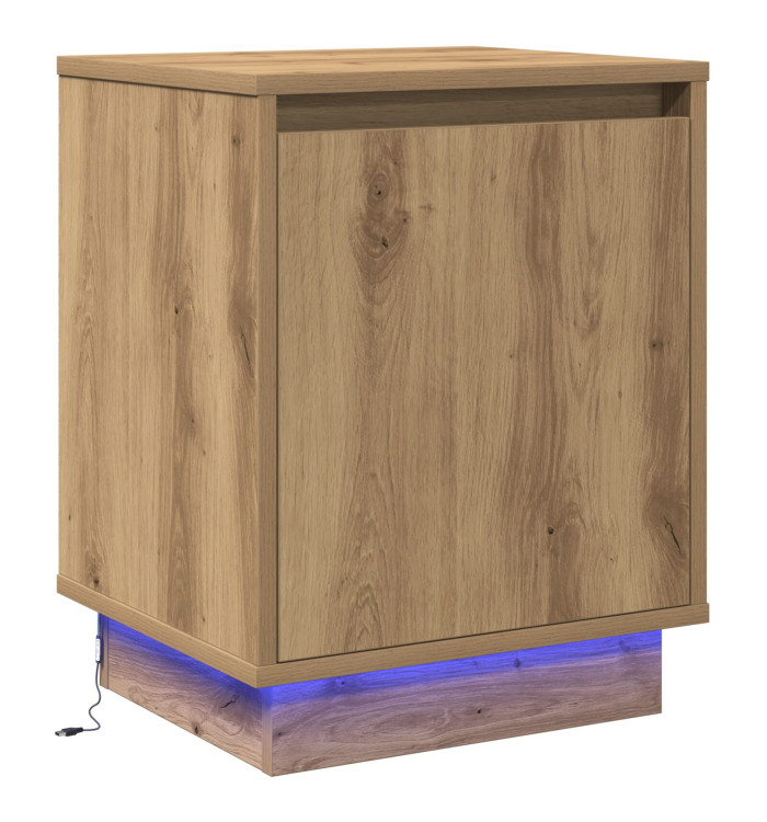 Table de chevet avec lumières LED en chêne artisan 39x34,5x50 cm | Mobilier & Déco
