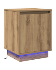 Table de chevet avec lumières LED en chêne artisan 39x34,5x50 cm | Mobilier & Déco