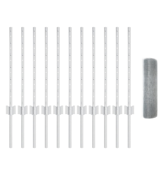 Kit de clôture en fil à poules Ensemble de 2 Acier galvanisé Grand | Mobilier & Déco