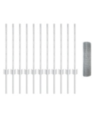 Kit de clôture en fil à poules Ensemble de 2 Acier galvanisé Grand | Mobilier & Déco