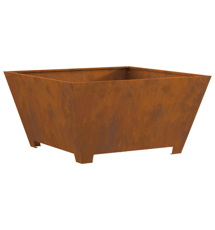 Foyer carré 80x80x40 cm en acier weathering | Mobilier & Déco