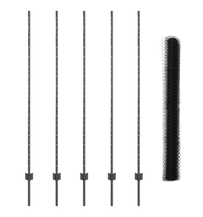 Poteaux de clôture 10 pcs U-Channel Gris 160 cm Acier, Clôture Hexagonale Gris 1,6x10 m Acier | Mobilier & Déco