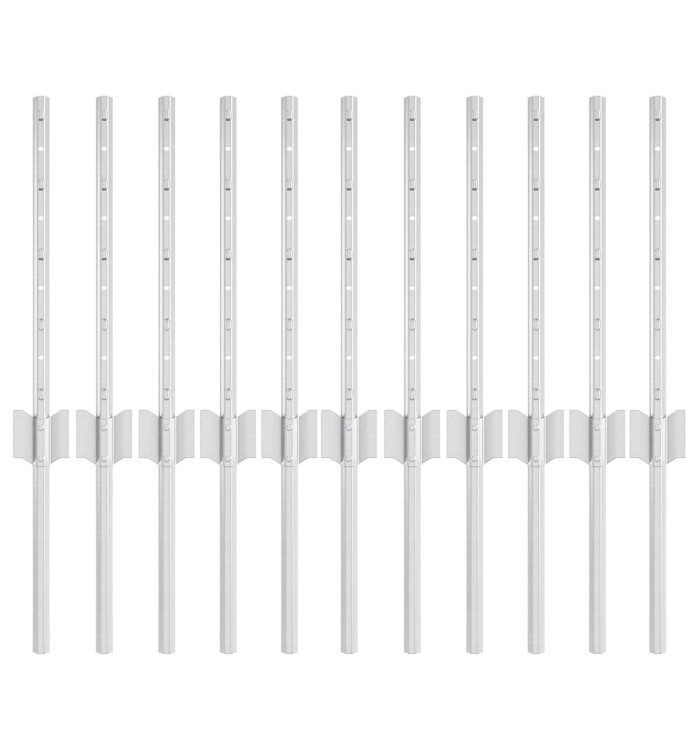 Pieux de clôture 11 pcs U-Channel 40 cm Acier Galvanisé | Mobilier & Déco