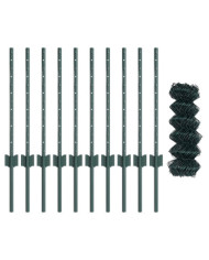 Clôture en fil de fer avec 10 poteaux U Vert 0.6x10 m Acier | Mobilier & Déco