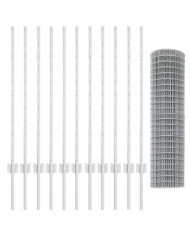Euro Fence avec 22 poteaux en U Argent 1x25 m Acier | Mobilier & Déco