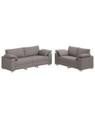 Ensemble de canapé 2 pièces avec coussins tissu taupe | Mobilier & Déco