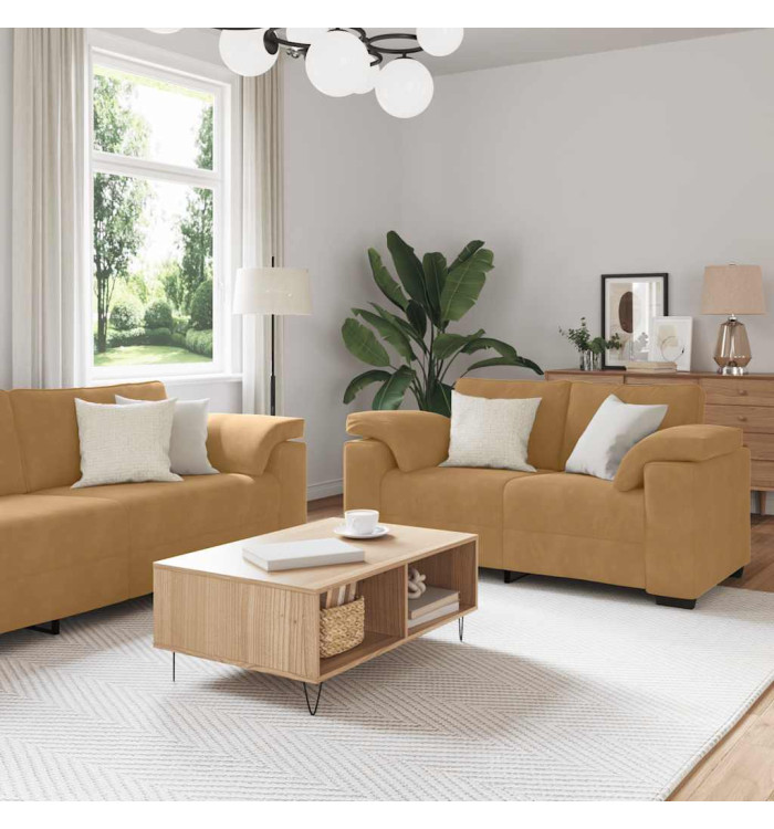 Ensemble de canapés 3 pcs avec coussins Marron Velours | Mobilier & Déco