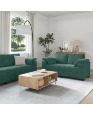 Ensemble de canapés 3 pcs avec coussins Vert foncé Velours | Mobilier & Déco