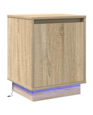 Table de chevet avec lumières LED Chêne Sonoma 39x34,5x50 cm | Mobilier & Déco
