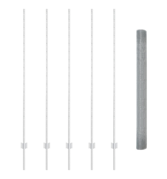 Clôture en fil soudé avec 10 poteaux U Argent 1.6x10 m Acier | Mobilier & Déco