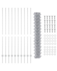 Clôture en Maillon avec 20 Pieux U Argent 1.5x10 m Acier | Mobilier & Déco