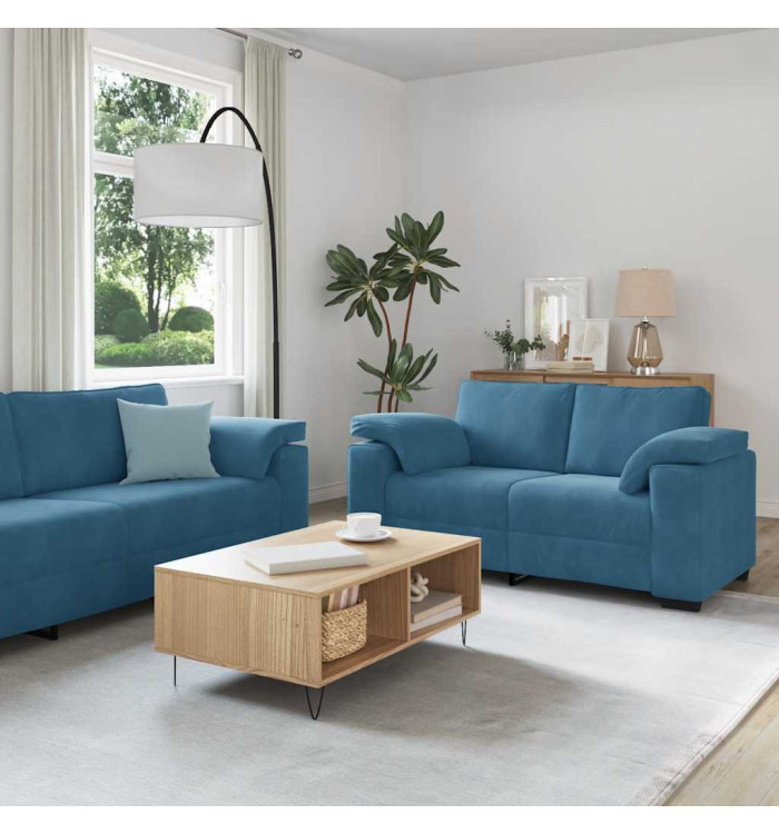 Ensemble de canapés 3 pcs avec coussins Bleu Velours | Mobilier & Déco