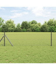 Clôture Hexagonale Grise 0.5x10 m Acier, Poteaux de Clôture 7 pcs Grise Ø32 mm 100 cm Acier Galvanisé | Mobilier & Déco