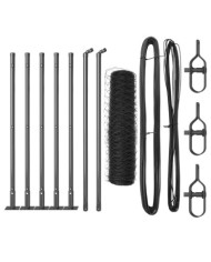 Clôture Hexagonale Grise 0,4x10 m en Acier, Poteaux de Clôture avec Plaques de Base 7 pcs Ø32mm 50cm Acier Galvanisé | Mobilie