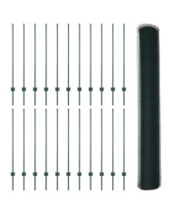Poteaux de clôture 11 pcs U-Channel Vert 120 cm Acier, Clôture hexagonale Verte 1.2x50 m Acier | Mobilier & Déco