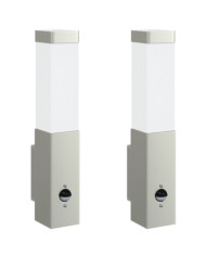Appliques murales d'extérieur avec capteur 2 pcs Acier inoxydable Argent IP44 | Mobilier & Déco