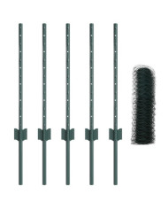 Poteaux de clôture 11 pcs U-Channel Vert 80 cm Acier, Clôture Hexagonale Verte 0,5x10 m Acier | Mobilier & Déco