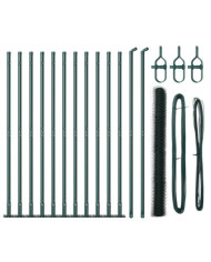 Clôture Hexagonale Verte 1.6x25 m Acier, Poteaux de Clôture avec Platines de Base 13 pcs Ø32mm 88.5cm Acier Galvanisé | Mobili