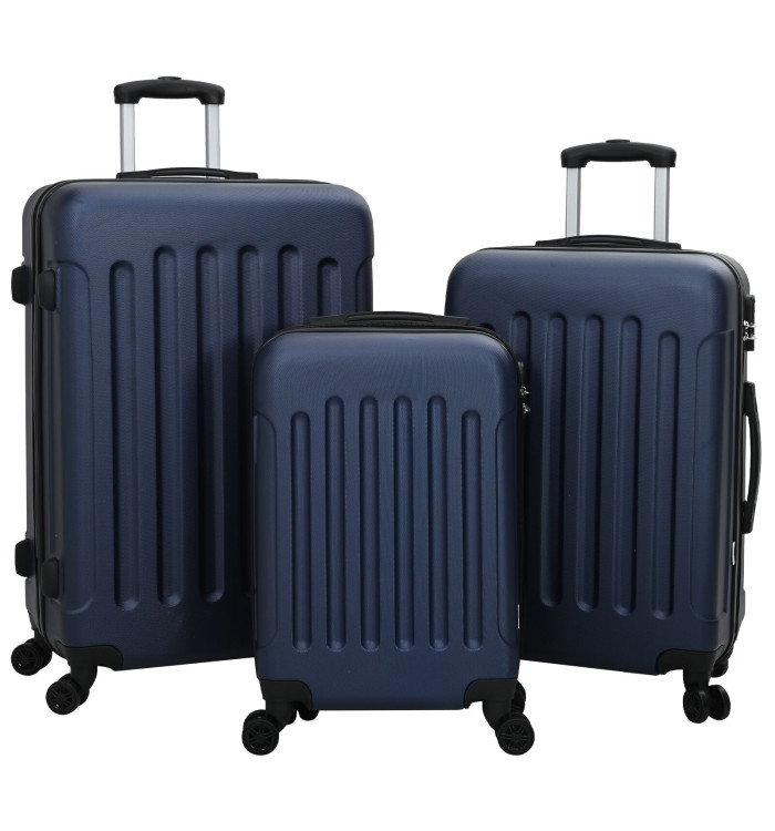 Ensemble de valises 3 pcs rigides bleu marine 20” 24” 28” ABS | Mobilier & Déco