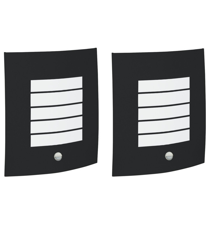 Appliques murales avec capteur 2 pcs en acier inoxydable noir IP44 | Mobilier & Déco