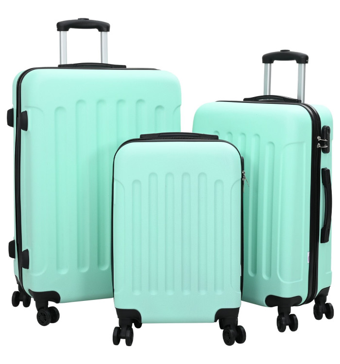 Ensemble de valises 3 pcs Bagages rigides Vert menthe 20” 24” 28” ABS | Mobilier & Déco