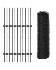 Poteaux de clôture 11 pcs U-Channel Gris 60 cm Acier, Clôture hexagonale Gris 0,6x50 m Acier | Mobilier & Déco
