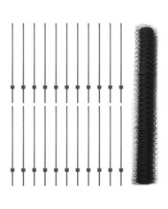 Piquets de clôture 22 pcs U-Channel Gris 120 cm Acier, Clôture hexagonale Grise 1.2x50 m Acier | Mobilier & Déco
