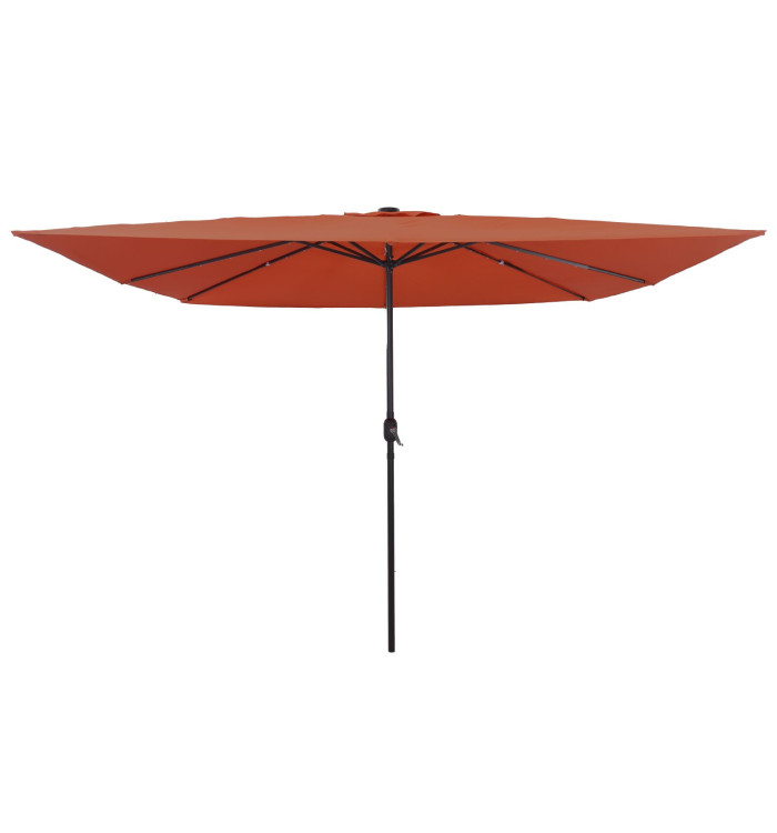 Parasol de jardin carré avec lumières LED 295x245 cm Terracotta | Mobilier & Déco